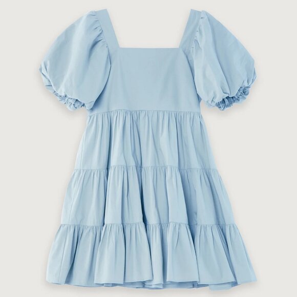 OAK + FORT Blue Puff Sleeve Dress - Picture 2 of 5